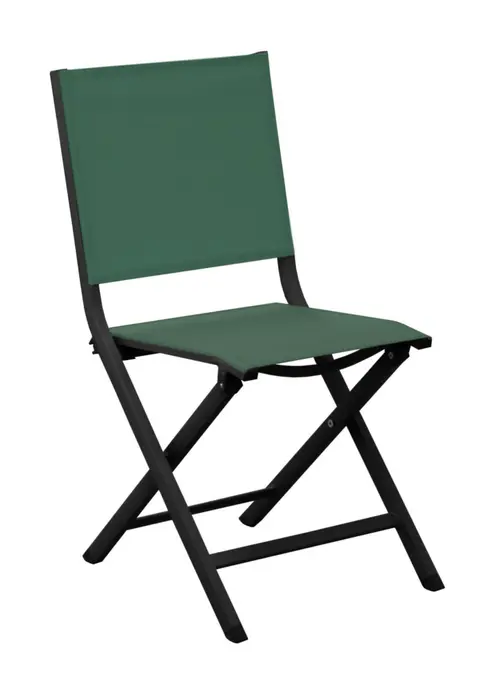 Chaise pliante en aluminium et toile textylène couleur verte Max - 90 cm