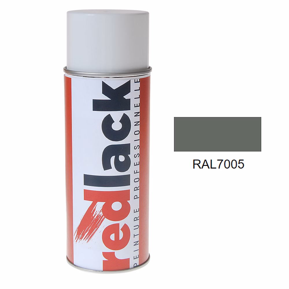 Bombe de peinture Aérosol – spray, 400ml, RAL 7005 Gris souris, Brillant, multisupport, Redlack, RAL7005