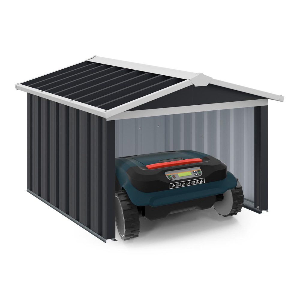 ID MARKET Garage pour robot tondeuse toit à 2 pentes métal gris anthracite 86 x 98 x 62 cm – Outillage de jardin