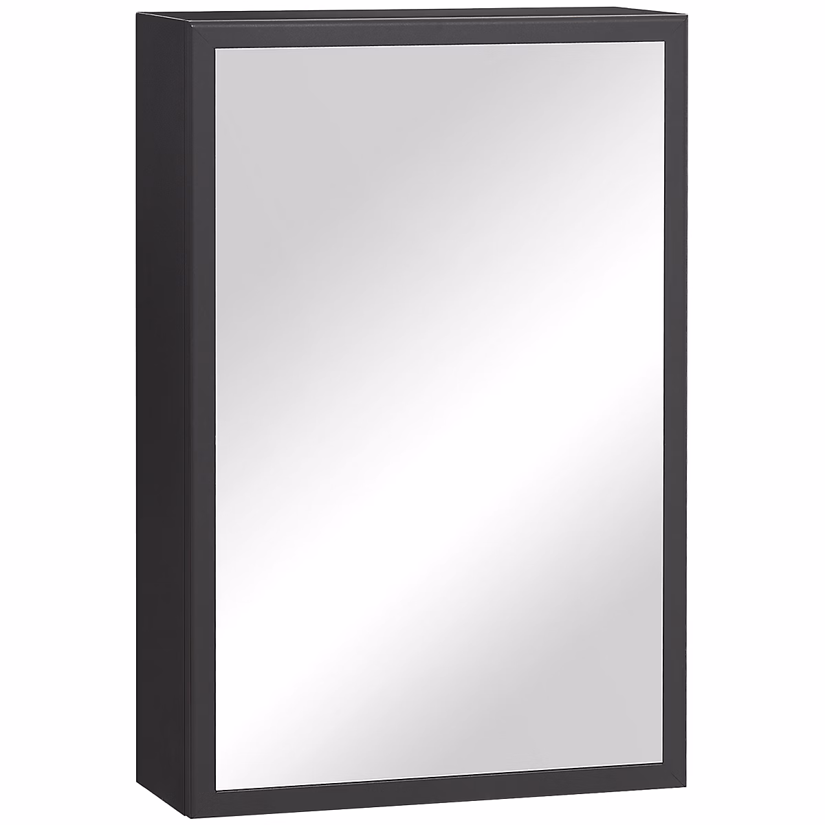 Armoire de toilette murale moderne avec miroir – 3 étagères, noire, idéale pour les salles de bains et le rangement gain de place.