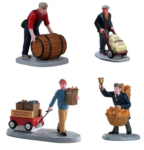 Scénette avec figurine pour village de Noël Lemax Caddington Personnage travaillant