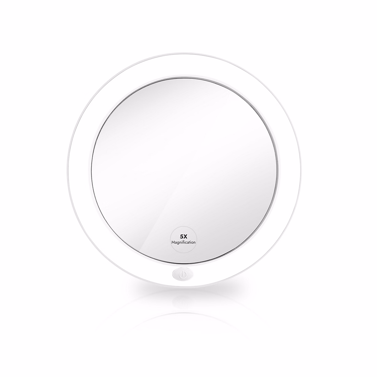 EMKE Miroir Cosmétique LED 6000K – Grossissant 5x, Ventouse Puissante, Loupe pour Miroir Mural Salle de Bain, Blanc