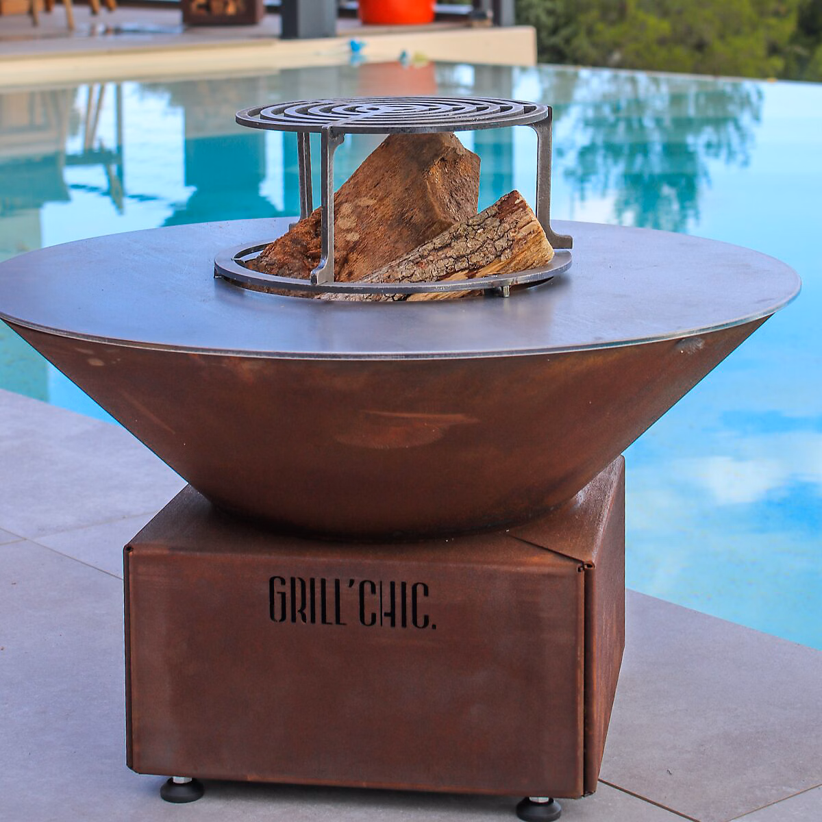 Jardin et terrasse – Brasero Cevenol Pool Corten Carre 74 Simple Cuve