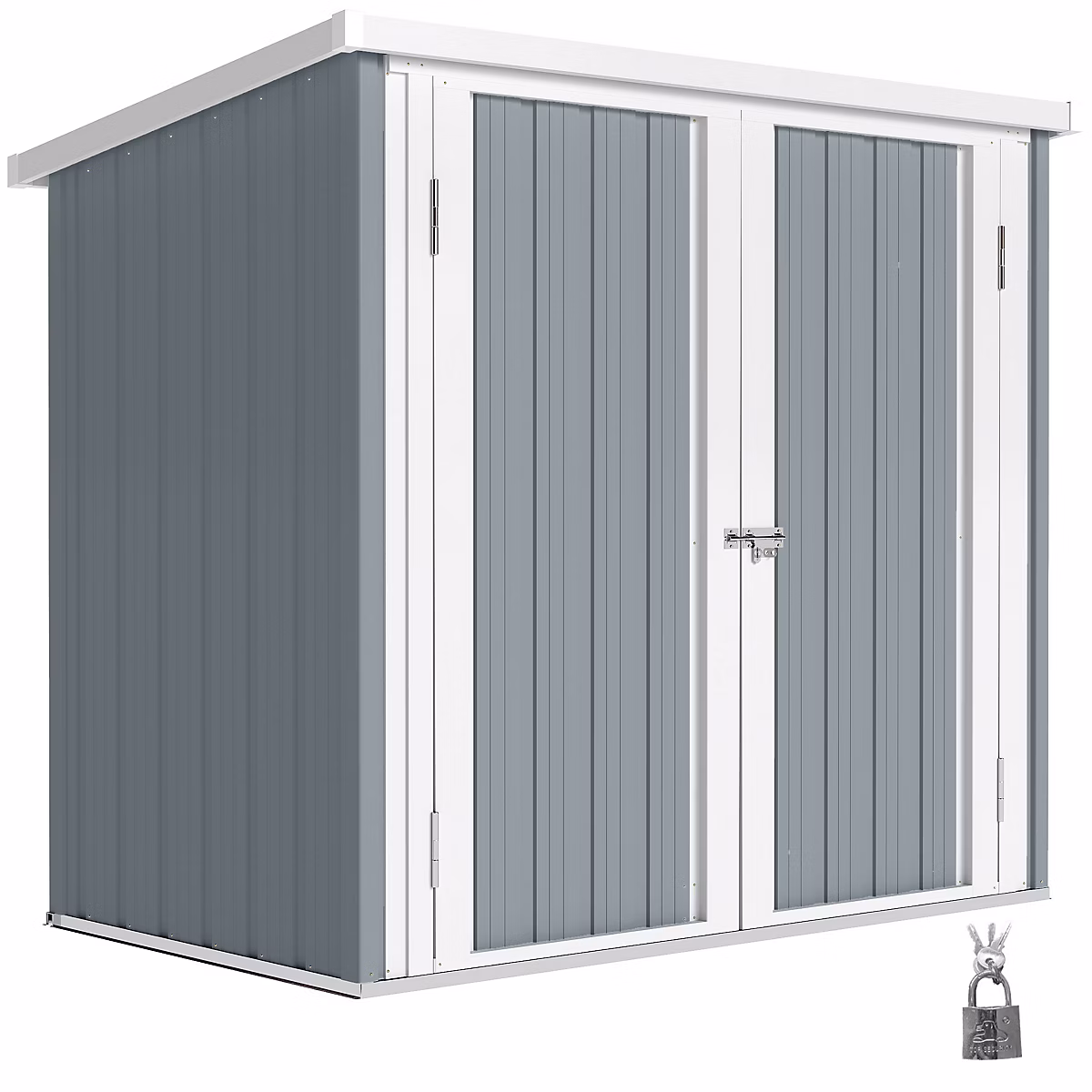 Abri de jardin 1 – 09 m², 2 portes verrouillables, tôle d'acier gris clair