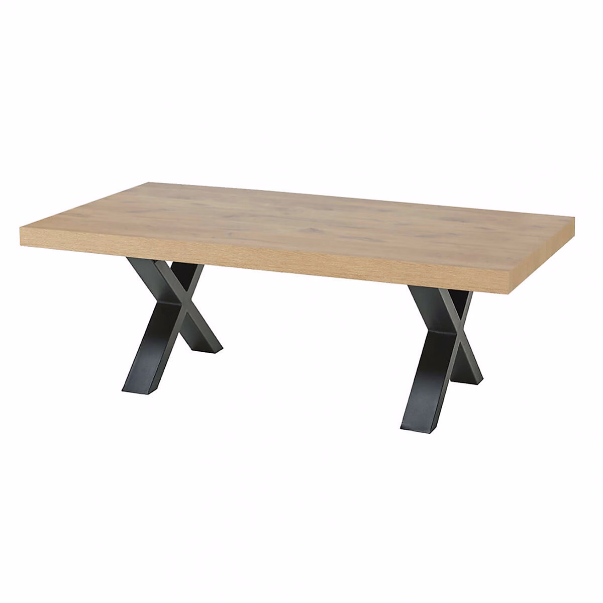 CANYON – Table Basse Aspect Bois Piètement X Métal Noir