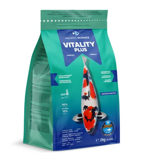 Nourriture complète et nutritive pour koïs de minimum 15 cm de long Aquatic Science Vitality Plus - Taille M sac de 2 kg