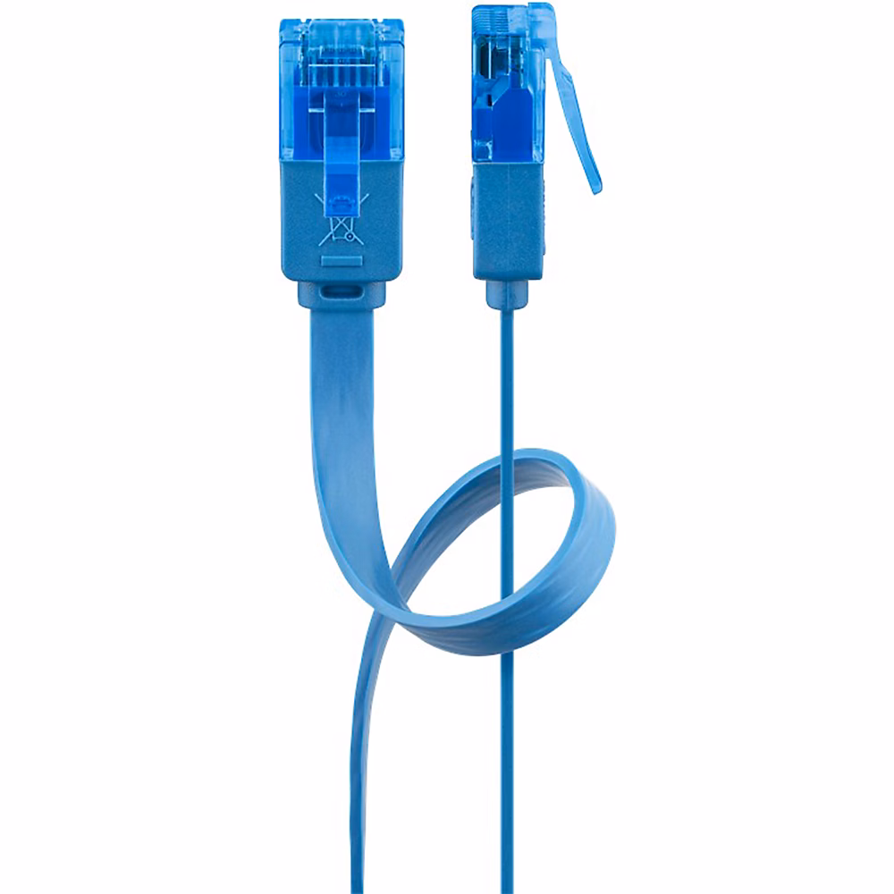 Câble RJ45 Cat6a 5m non Blindé plat Bleu GOOBAY – Réf. WTBOVWVWH5526051562