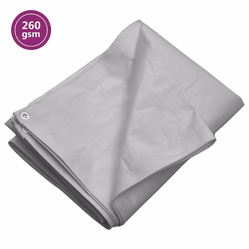 Bâche 260 g m² 6 × 8 m Gris PEHD