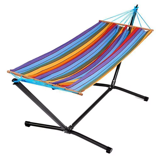 Set support et hamac Metalik coloris multicolore en métal et polypropylène Jobek Hamacs - 300 x 100 x 95 cm