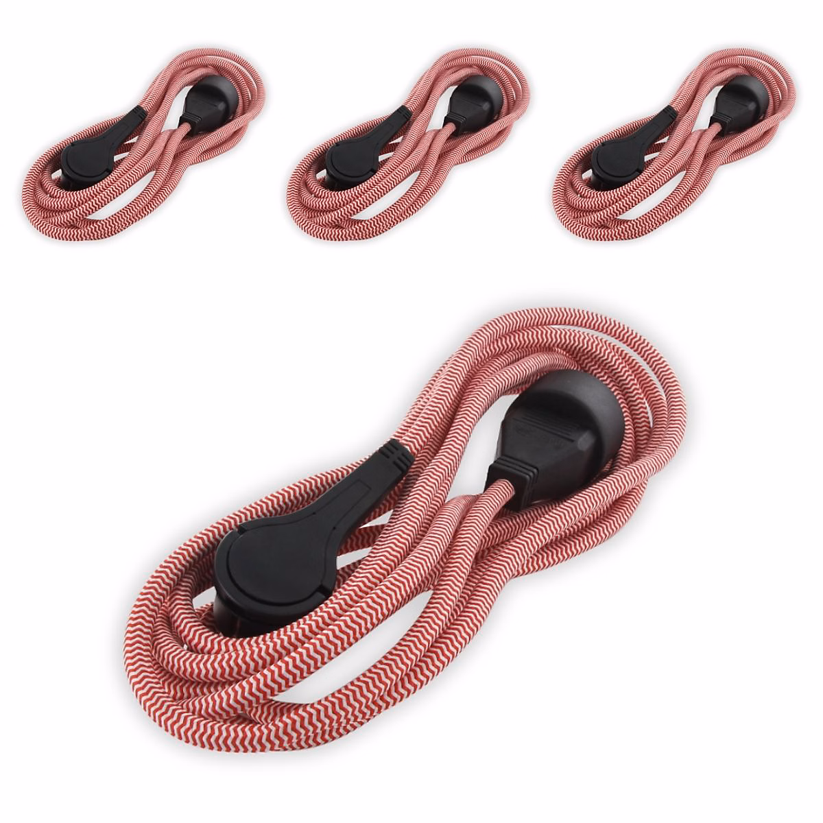 4 rallonges textile fiche plate – 3m, Chacon