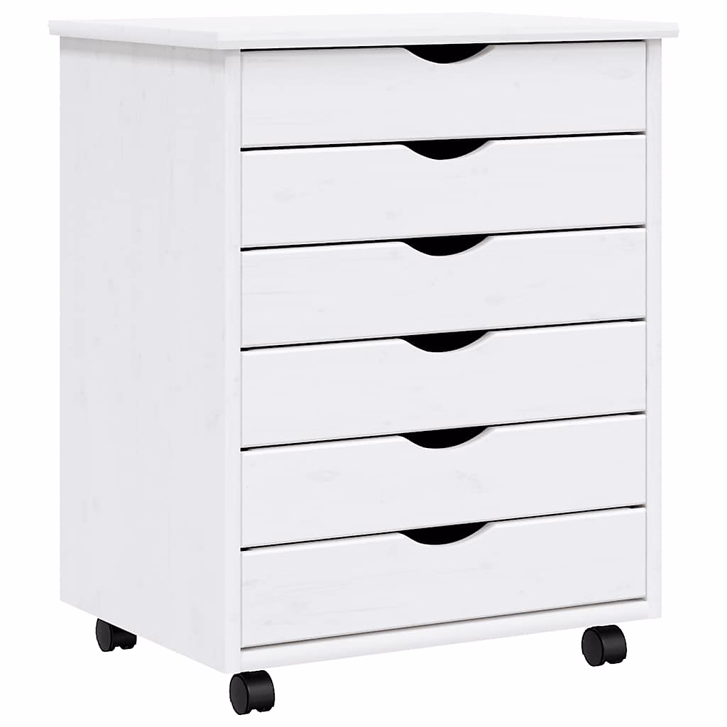 Abri de jardin, garage, carport et rangement extérieur – Armoire roulante avec tiroirs MOSS blanc bois de pin solide vidaXL