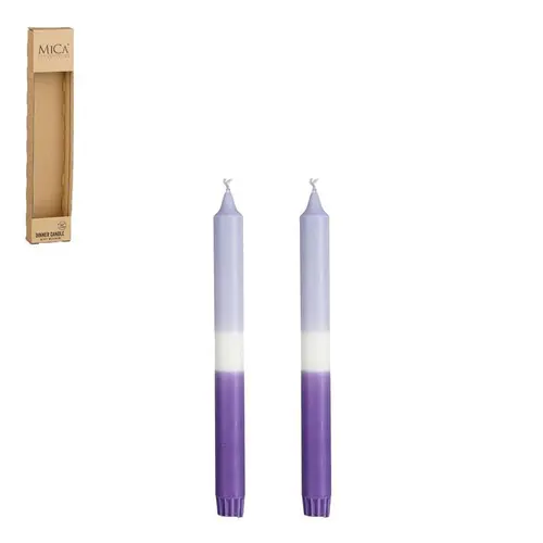 Ensemble de 2 bougies flambeau dipdye bleu clair - Ø 2,2 x H 25 cm