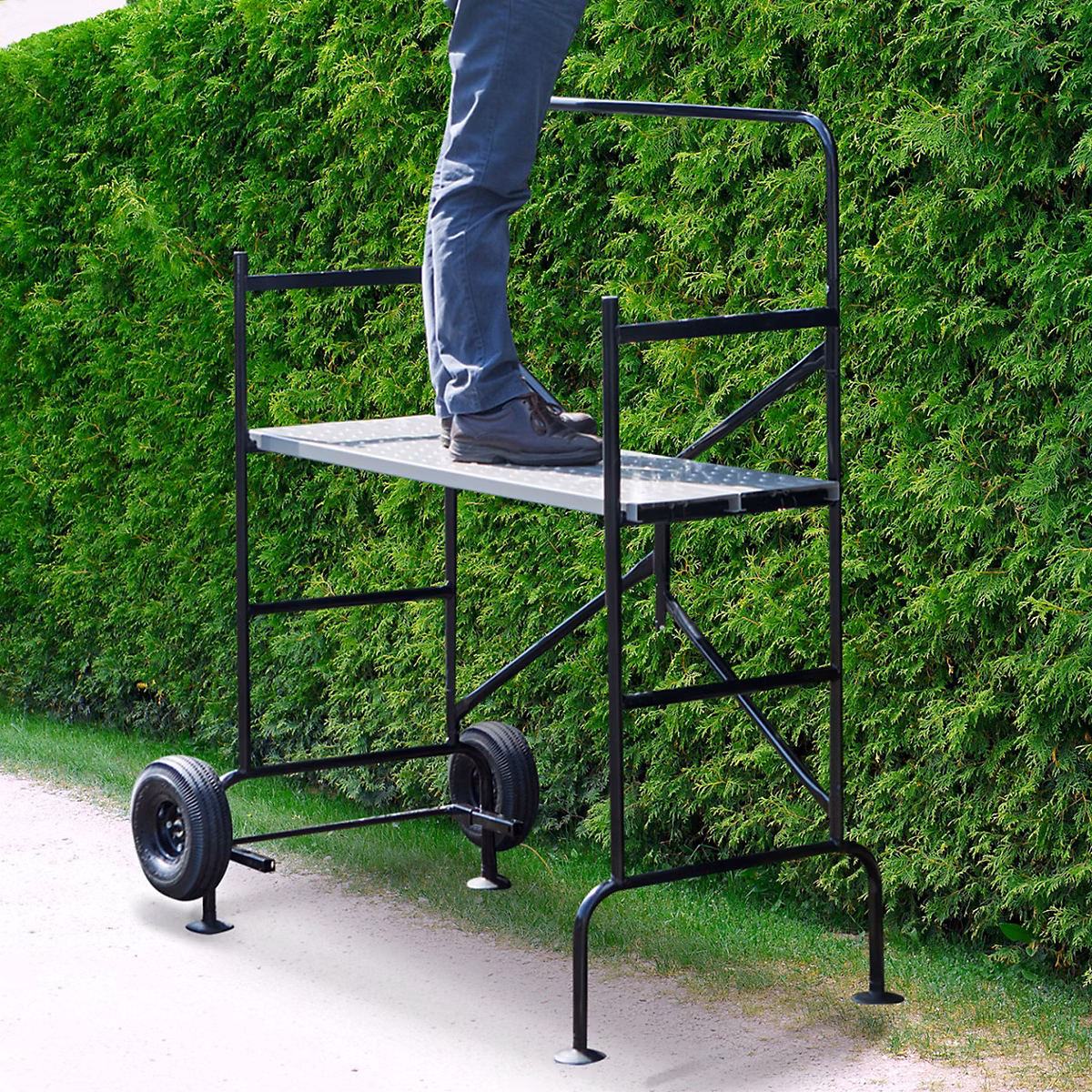 Echafaudage mobile sur roues L.140xl.78xH.135 CM avec 2 plateformes | Echafaudage