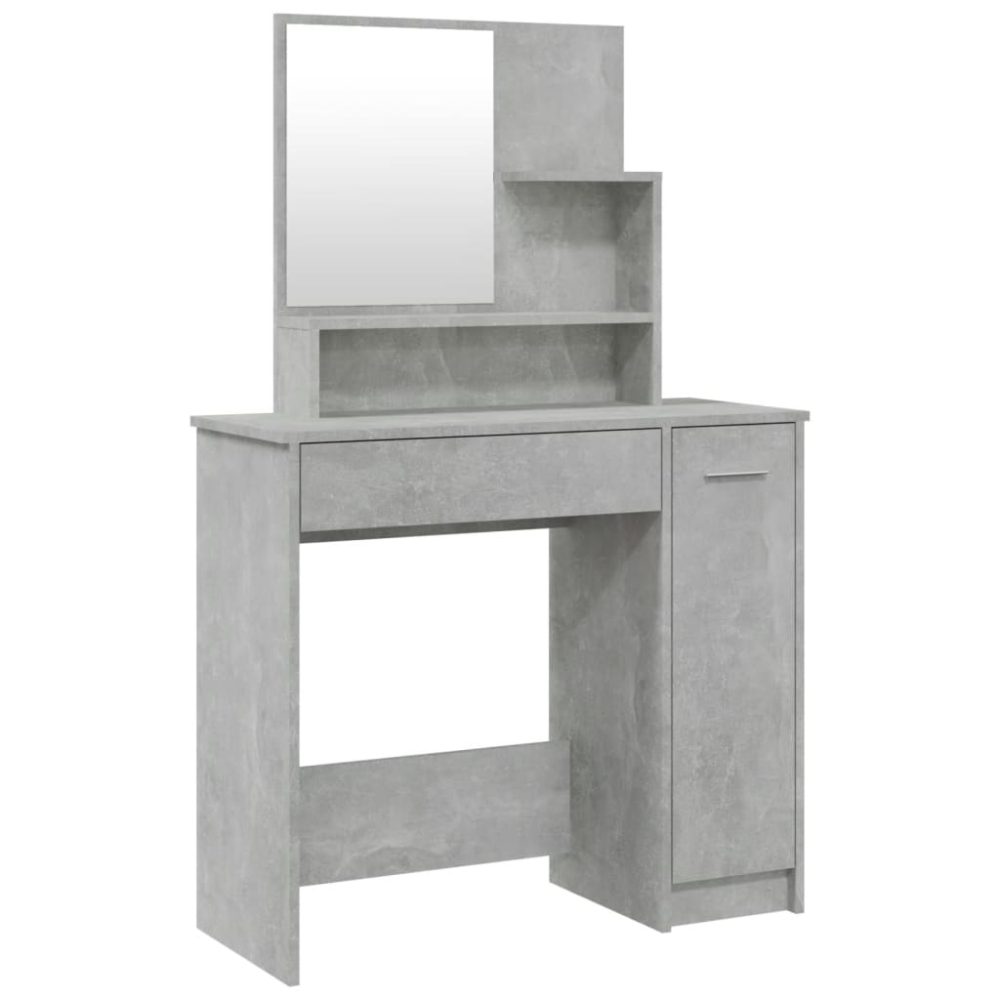 vidaXL Coiffeuse avec miroir Gris béton 86,5x35x136 cm – 136 cm Gris