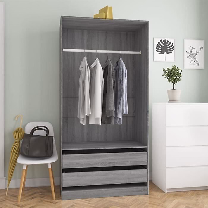 815346 vidaXL Garde – robe Sonoma gris 100 × 50 × 200 cm Bois d'ingénierie