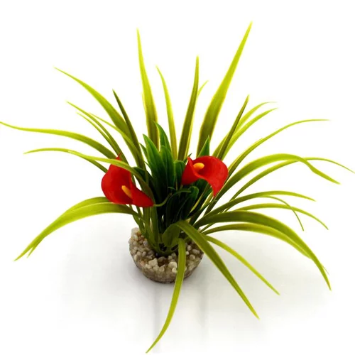 Buisson de fleurs rouges en plastique 8 x 8 cm