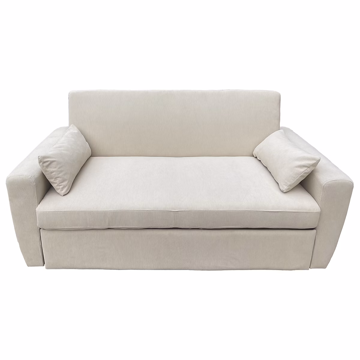 Canapé convertible en velours côtelé beige 2 places MATT – HAPPY GARDEN