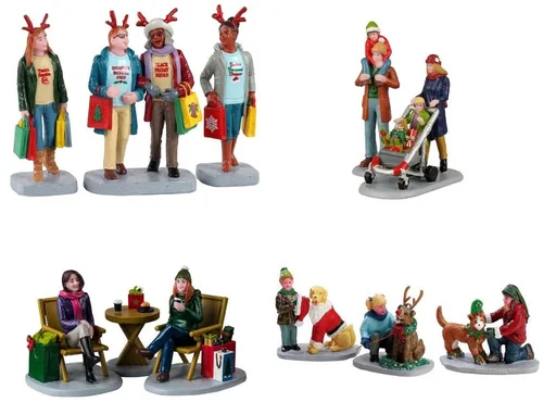 Figurine pour village de Noël Lemax thème Faire du shopping toute la journée