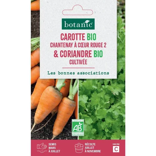 Mélange de graines carotte de chantenay à coeur rouge bio et de coriandre cultivée bio botanic® - graines à semer