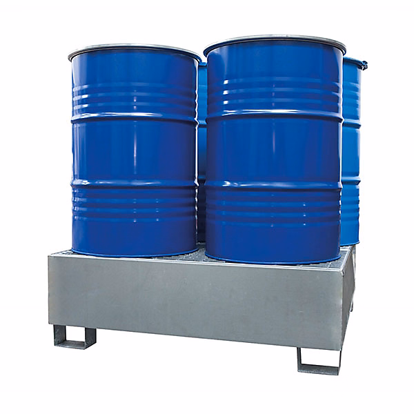 Bac de rétention en acier galvanisé – 1250 × 1220mm, 4 fûts, 440L, MCT2A-C