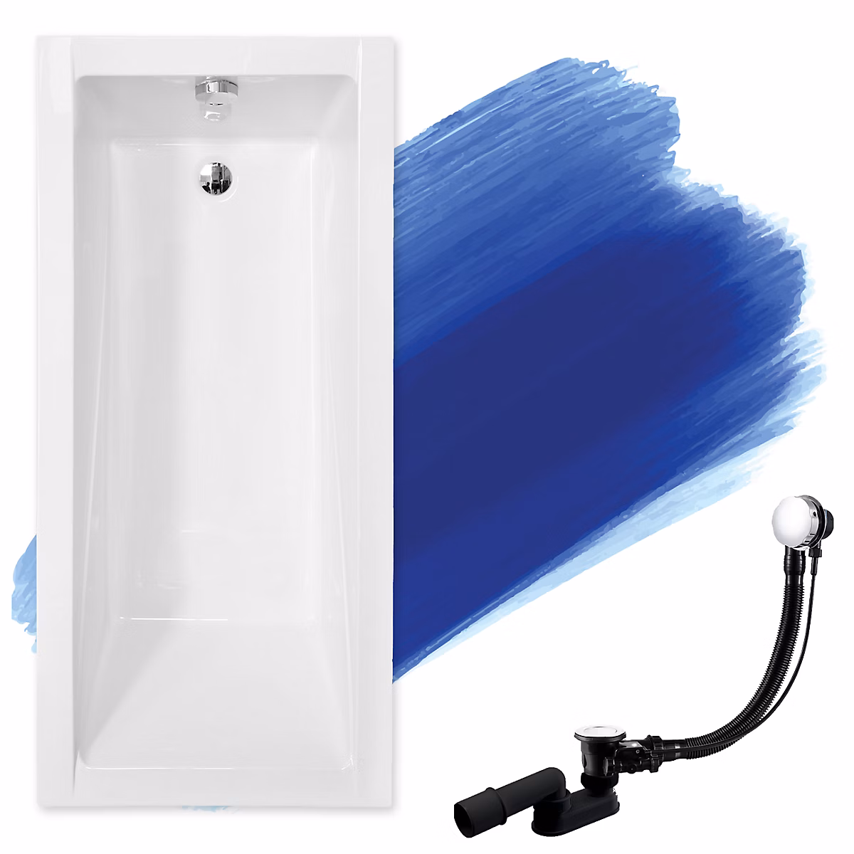Baignoire rectangulaire 120 × 70 MODERN acrylique blanc – sans Habillage + Pieds + Vidage à chromé