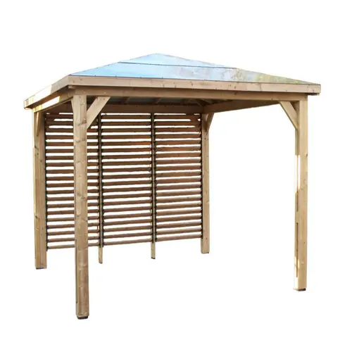 Pool house Blueterm Foresta bois coloris beige en bois traité haute température - 3,79 x 3,79 m