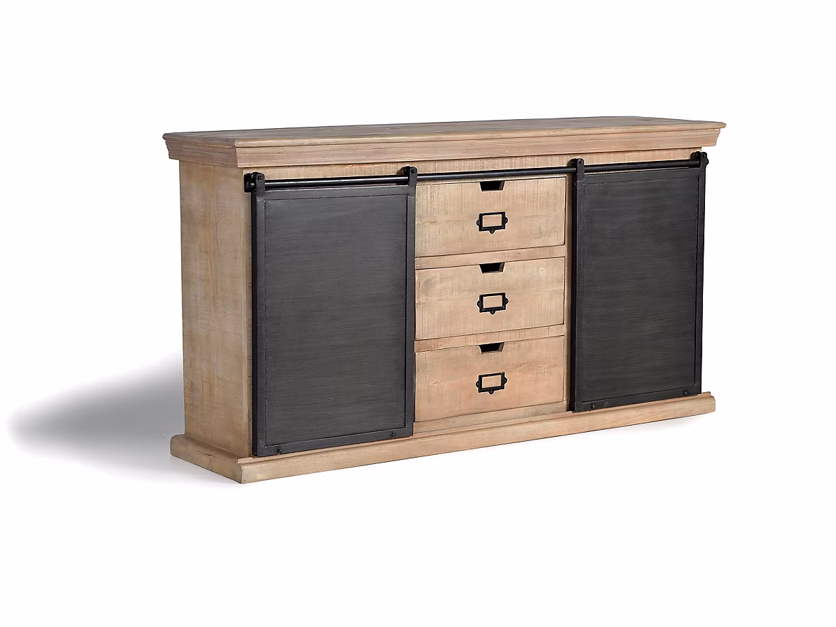 Buffet industriel en manguier et détails en métal noir – Réf. AXLZTINXG1047306554
