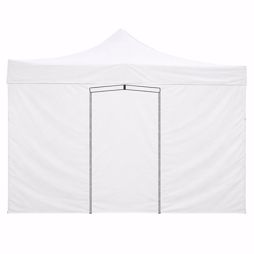 Couverture Latérale Blanche Imperméable 6 × 2M Avec Porte Enroulable Pour Tonnelle Pliable 3 × 6M