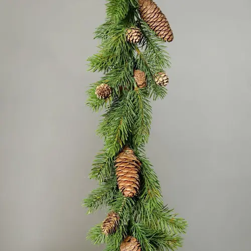 Guirlande de sapin artificiel verte avec cônes - 160 cm
