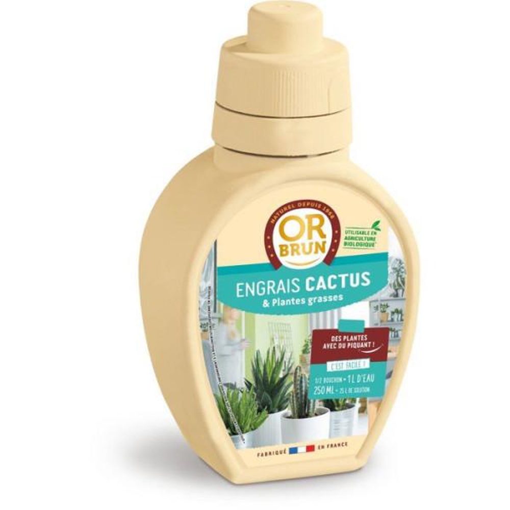 OR BRUN Engrais cactus & plantes grasses - or brun - obreclcactus250 - 250 ml - enrichit les plantes - fabriqué en france – Produits de jardinage