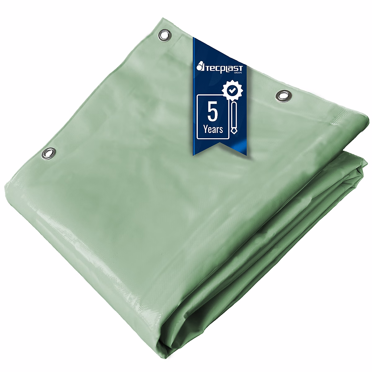 Bâche Brise Vue Vert Sauge 2 – 5 × 3 m, Garantie 5 ans TECPLAST, LP506BV, Brise vent occultant en PVC, Pare vue jardin