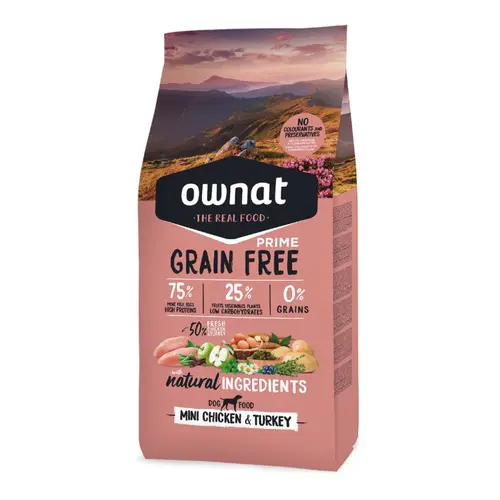 Croquette pour chien adulte de petite taille Grain Free Prime à la volaille Ownat - 1 kg
