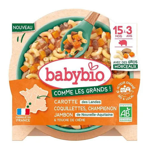 Assiette bio de macaroni et légumes du soleil Babybio - 200 g