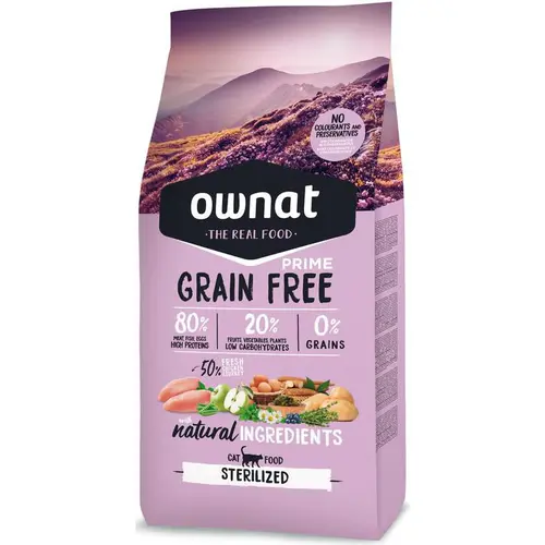 Croquette pour chat adulte stérilisé sans céréales Ownat - 3 kg