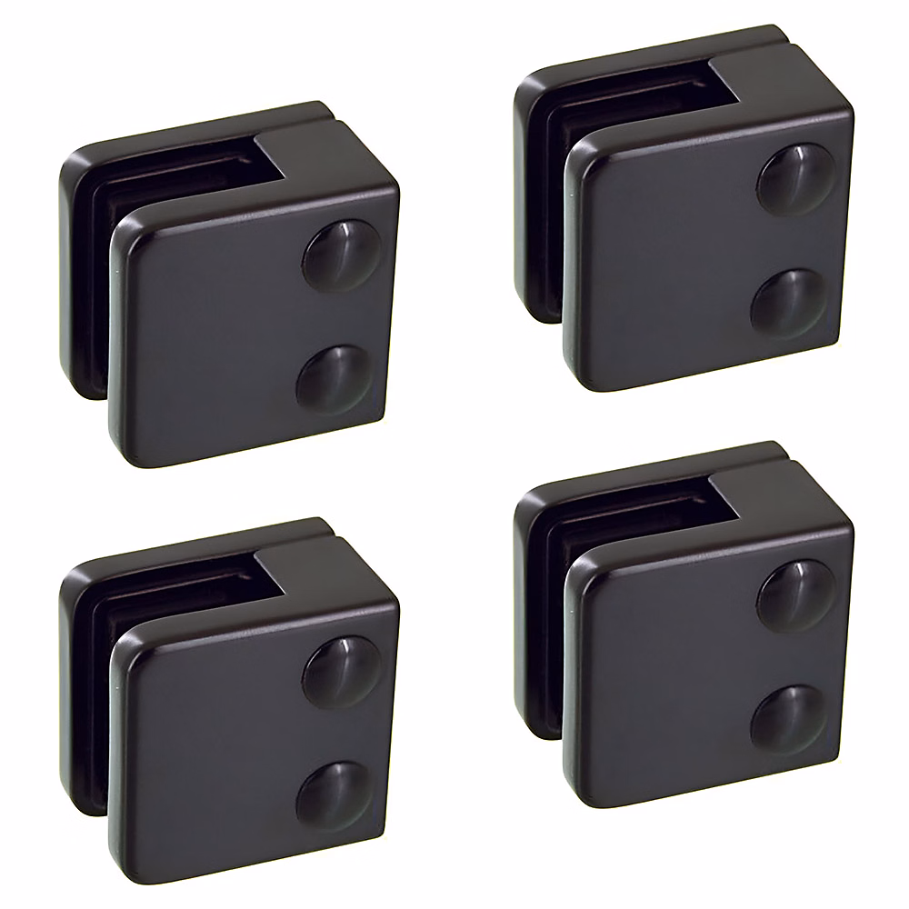 4 x Pince à verre plate modèle 01 – Ep. verre 9 | 52 mm | Zamak noir RAL 9005