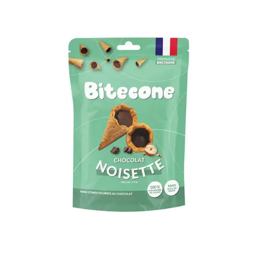 Biscuits mini cônes fourrés chocolat noisette Bitecone - 100 g