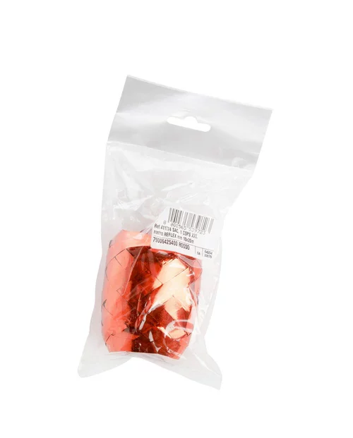 Ruban rouge métallisé pour paquet cadeaux en bobine forme œuf - 10 mm x 20 m