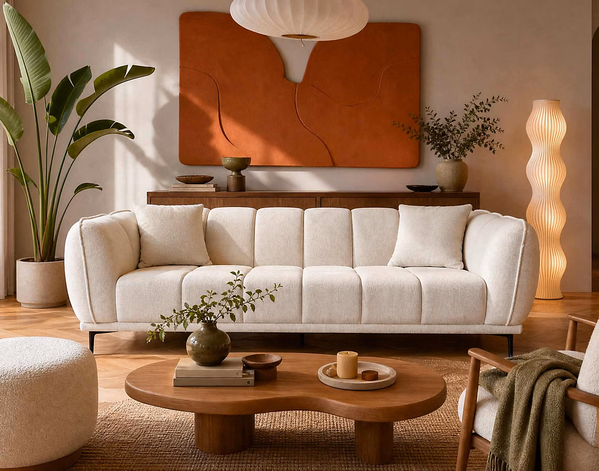 Arsene – Canapé droit 3 places en velours texturé | Best Mobilier