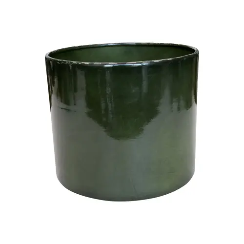 Pot cylindrique en métal recyclé coloris vert algue vif Upcycle Cylindre XXL - Ø 36 x H 32 cm
