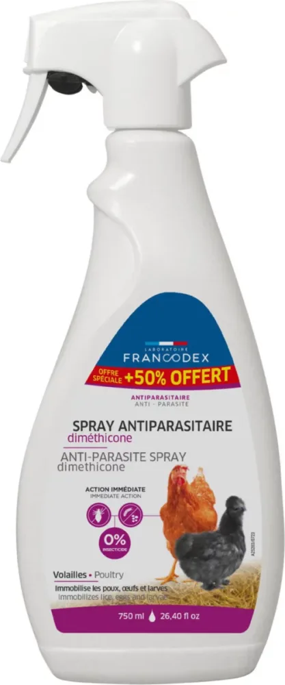 Spray antiparasitaire pour volaille au diméthicone Francodex - 750 ml