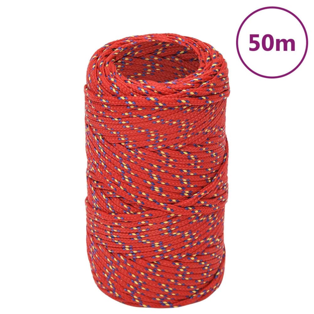 vidaXL Corde de bateau Rouge 2 mm 50 m Polypropylène – Équipement de loisirs