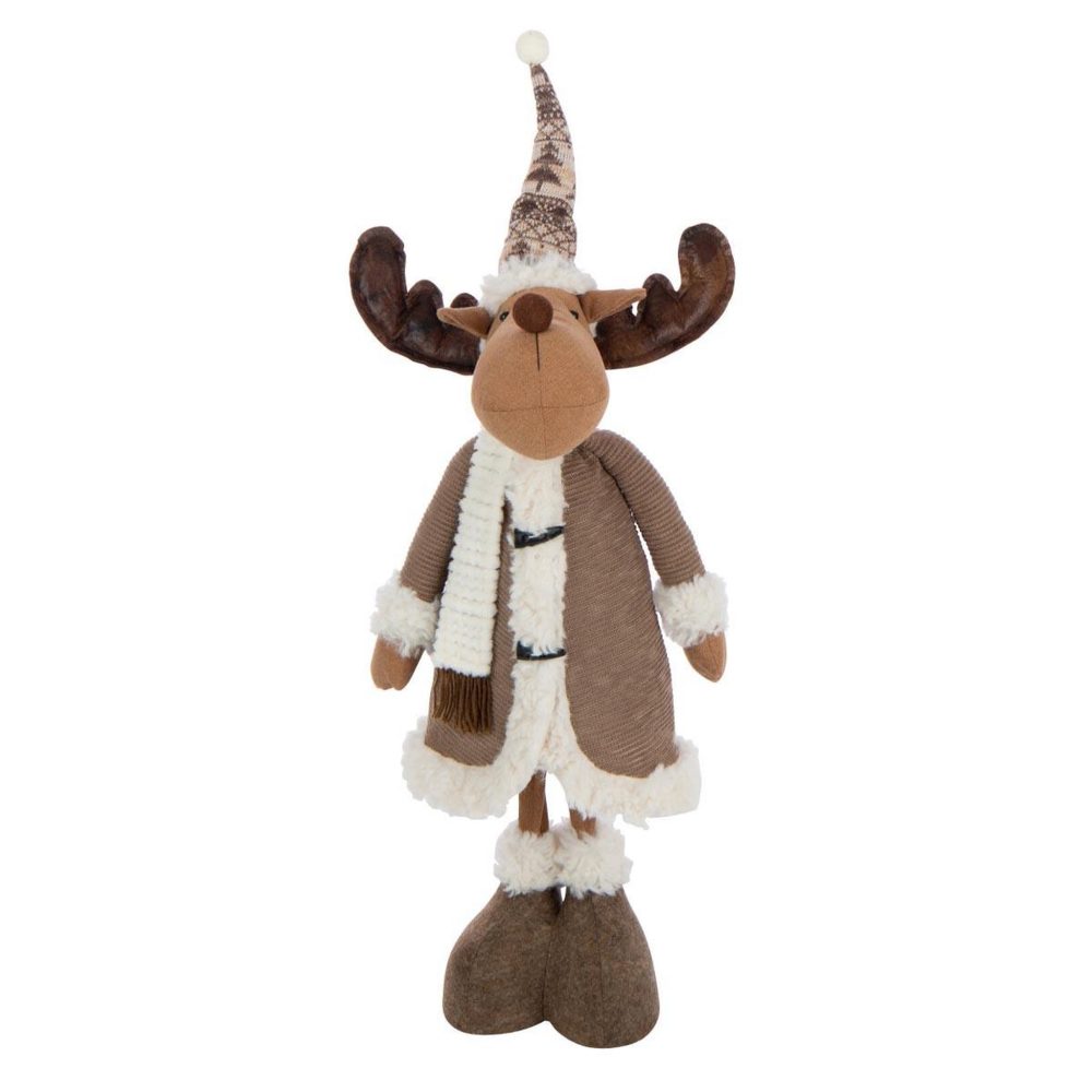 J LINE Statue élan télescopique habits d'hiver 87cm multicolore
