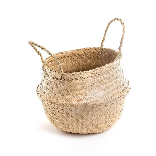 Panière jacinthe d’eau naturelle avec anse - Ø 35 x H 40 cm