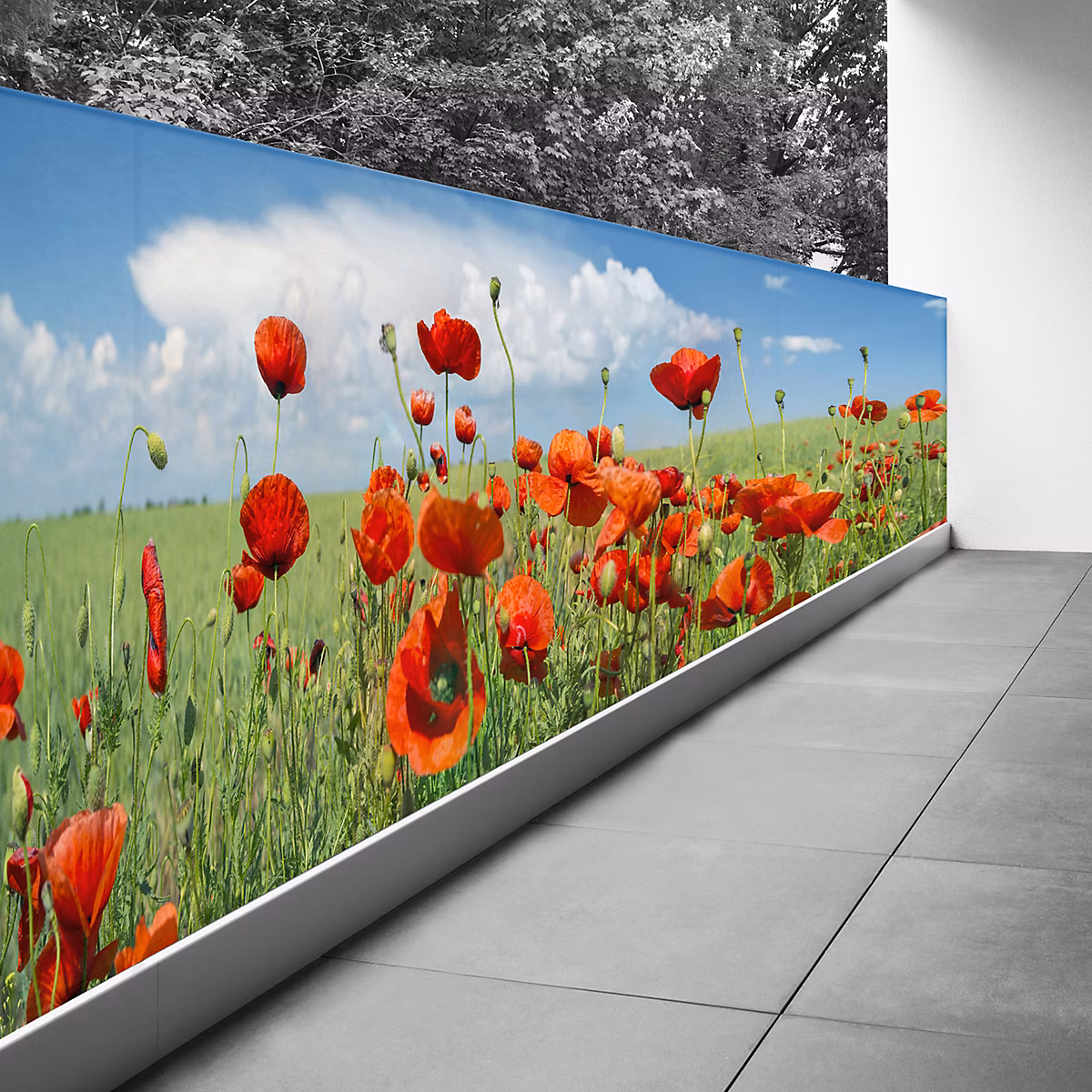 Brise vue Trompe l'oeil – 80 × 220 cm | Coquelicots 3617689699967