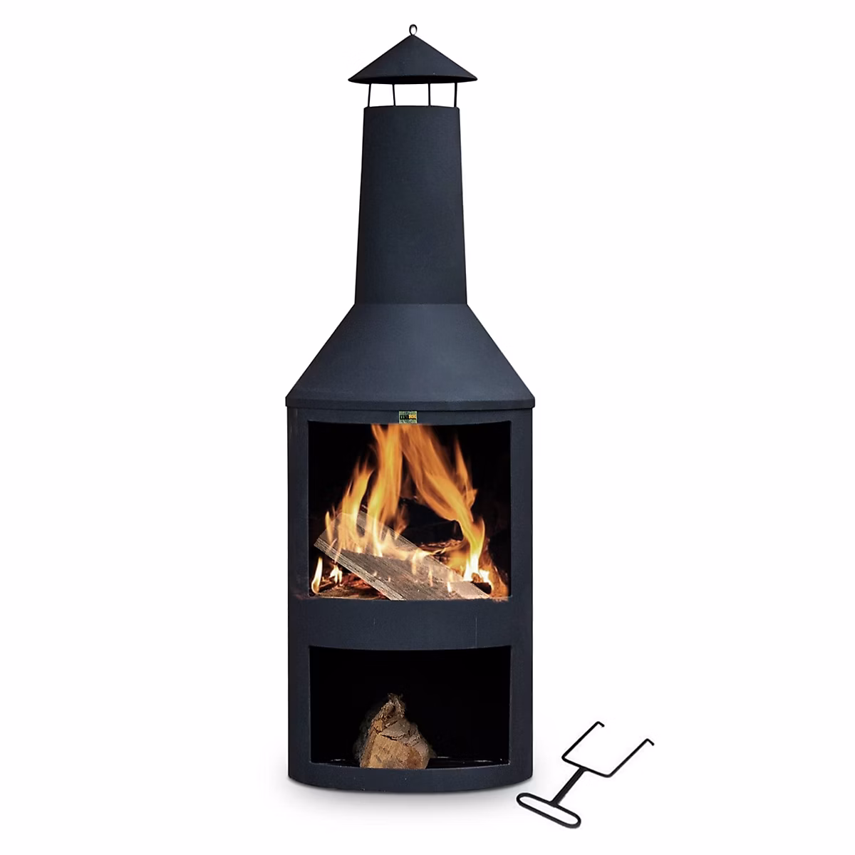 Brasero Noir Cheminee Exterieur 45 × 45 × 135 cm Chauffage de terrasse Jardin Terrasse et ou Camping