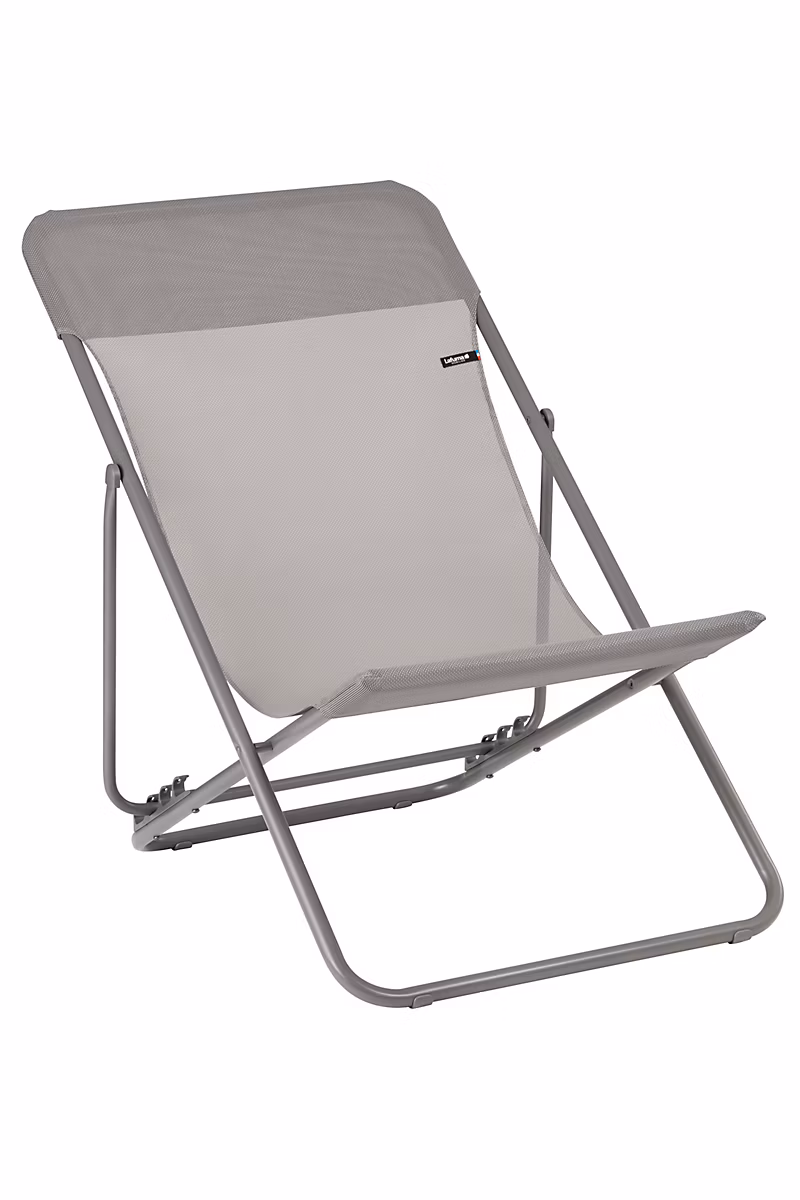 Salon et mobilier de jardin – Transat pliant Lafuma Maxi Transat acier gris et polyester gris terre