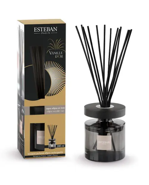 Bouquet parfumé et recharge Esteban Ellipse noir parfum Vanille d’or - 200 ml