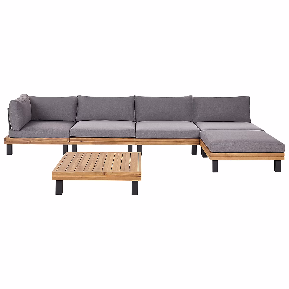 Ensemble de canapés d'angle de jardin 5 places FRAZZANO Bois d'acacia certifié Gris – Réf. NSCEQDJYI0951572123