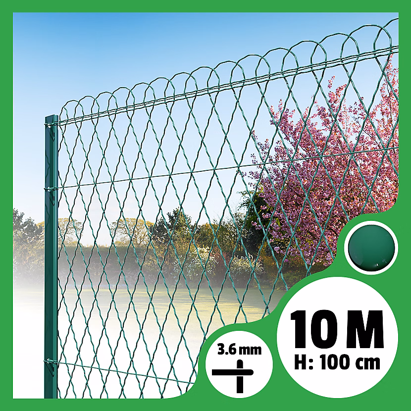 Bordure parisienne ronde longueur 10m – Vert, 100cm, 3.6mm