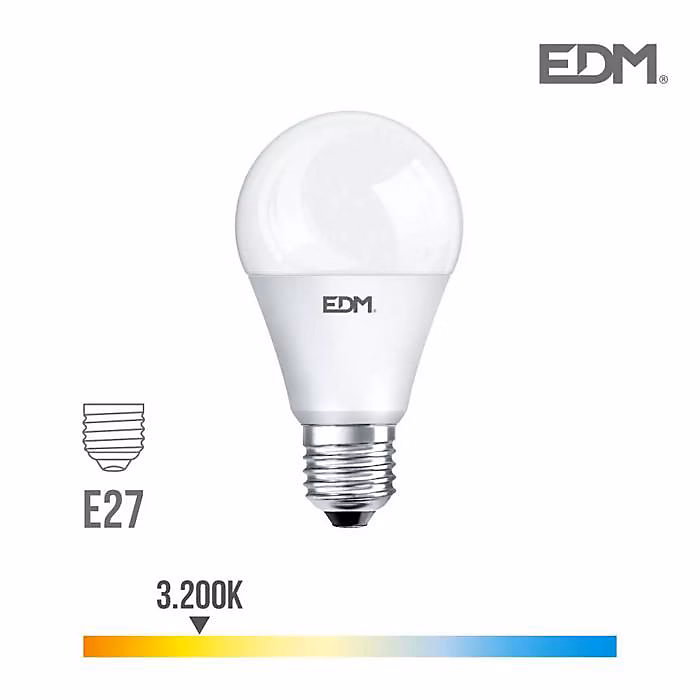 Ampoule LED E27 15W Ronde A60 équivalent à 100W – Blanc Chaud 3200K